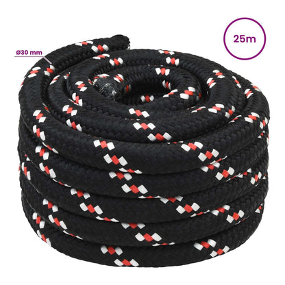 Multipurpose Utility Rope PP Length 25 m Black and Red 30 mm