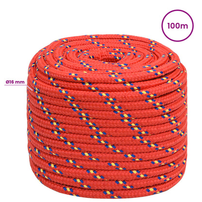 vidaXL Multipurpose Utility Rope 16 mm 100 m Red PP 1560 kg Max Load 6