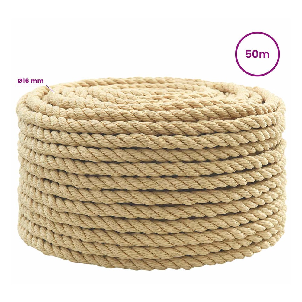 Multipurpose Utility Rope PP Length 50 m Natural 16 mm