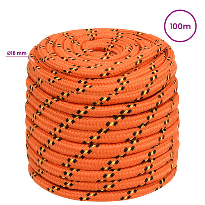 vidaXL Multipurpose Utility Rope 18 mm 100 m Orange PP 6