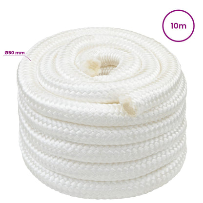 vidaXL Multipurpose Utility Rope 50 mm 10 m White PP 15000 kg Max Load 5