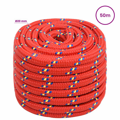 vidaXL Multipurpose Utility Rope 20 mm 50 m Red PP 2400 kg Max Load 6