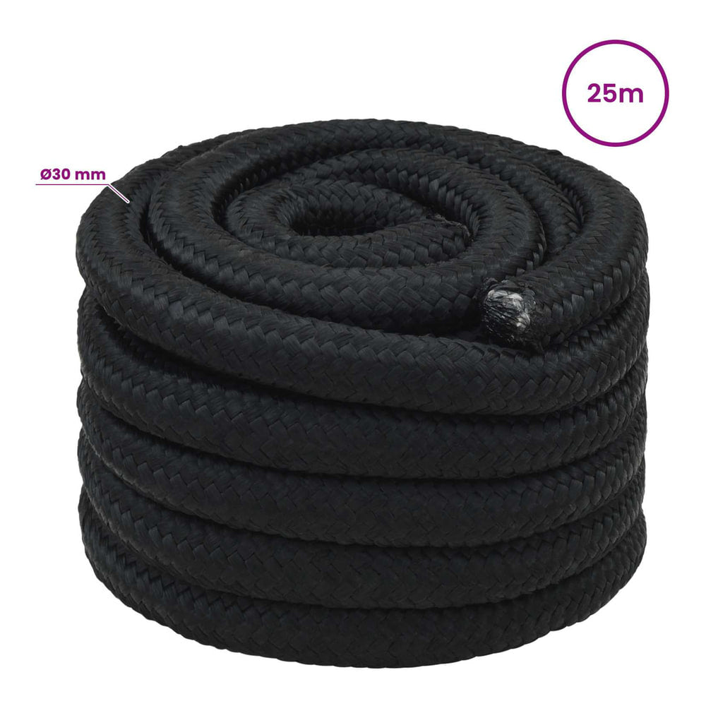 Multipurpose Utility Rope PP 27 kg Max Load Length 25 m Black 30 mm