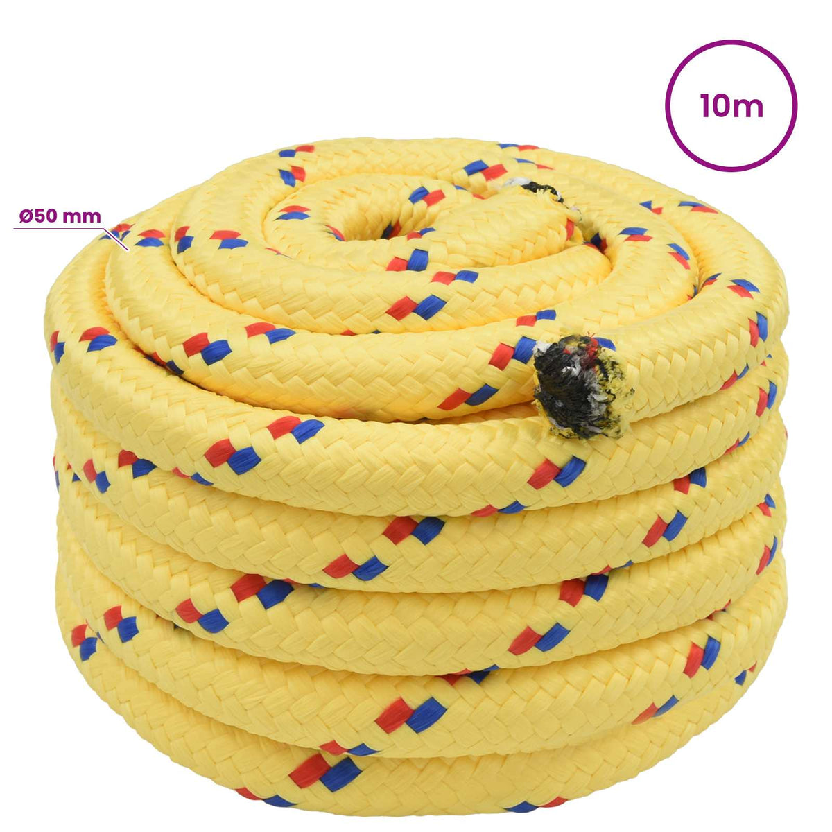 vidaXL Multipurpose Utility Rope 50 mm 10 m Yellow PP 5