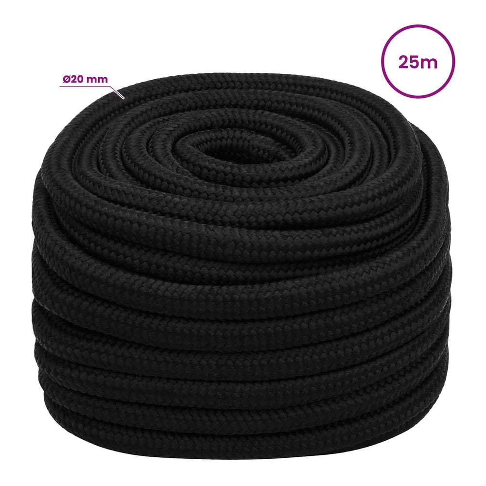 Multipurpose Utility Rope Polyester Black Length 25 m 20 mm