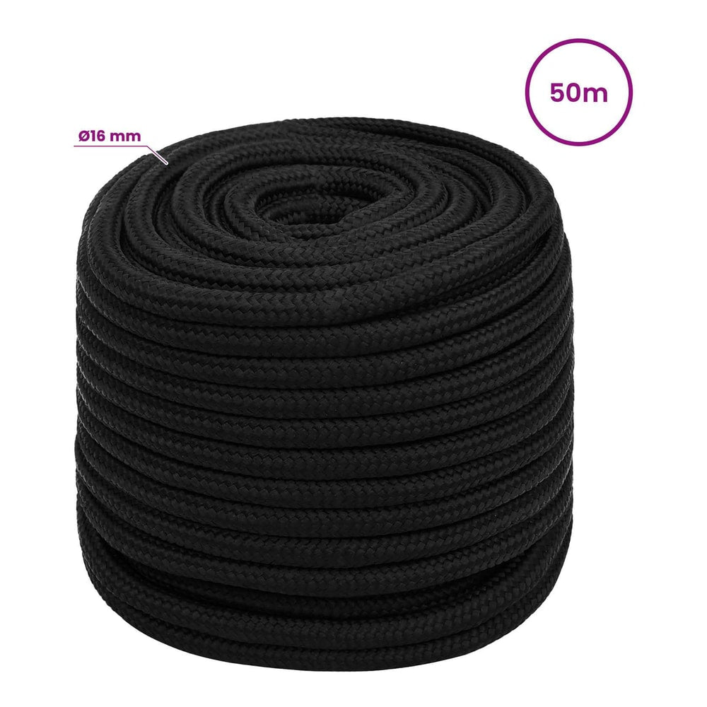 Multipurpose Utility Rope Polyester Black Length 50 m 16 mm