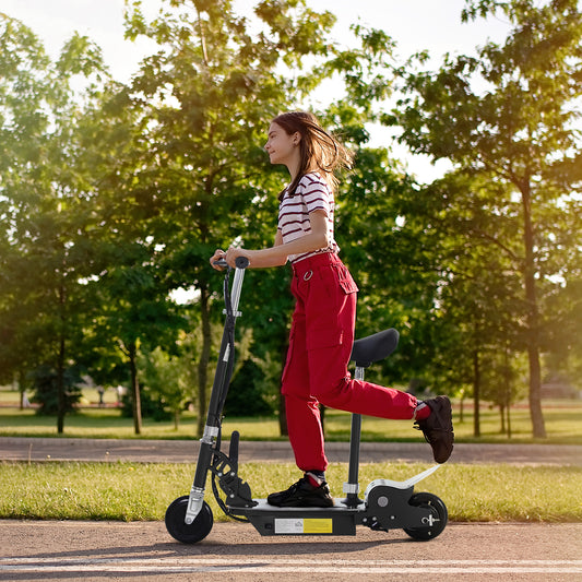 HOMCOM Electric Scooter for Kids, Foldable Powered Scooters for Age 7-12 with 120W Motor, Up to 10 KM/H & 8 KM, Adjustable Ride on Toy (Black)