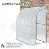 Outsunny Walk-In Lean to Wall Greenhouse with Windows and Doors, Outdoor Green House with 3 Tiers 4 Wired Shelves, 200L x 100W x 215Hcm, White