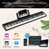 88 Key Foldable Piano Keyboard with MIDI Wireless Connection and Microphone-Black