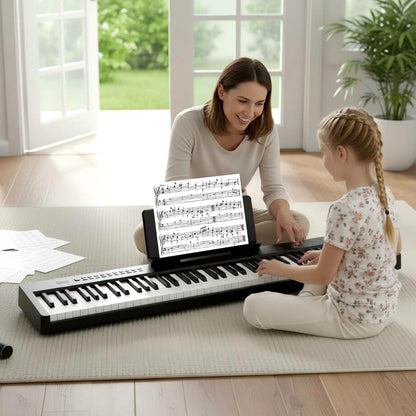 88 Keys Velocity-Sensitive Piano Keyboard with Music Stand and Carry Bag-Black