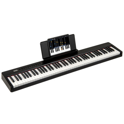 88 Keys Velocity-Sensitive Piano Keyboard with Music Stand and Carry Bag-Black