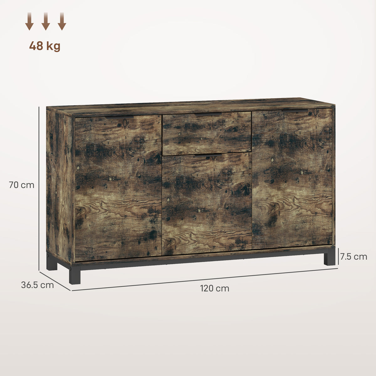 HOMCOM Sideboard in Rustic Brown
