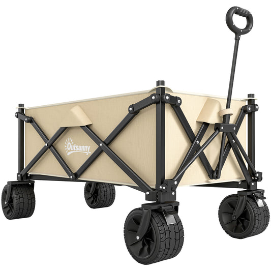 Outsunny Folding Garden Trolley in Khaki