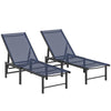 Outsunny Set of Two Reclining Sun Loungers - Dark Blue