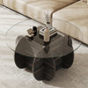 89cm Round Coffee Table Modern Accent Table with Tempered Glass Top-Black