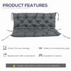Outsunny Garden Bench Cushion, 2 Seater Swing Chair Cushion, Seat Pad with Ties for Indoor and Outdoor Use, 110 x 120 cm, Dark Grey