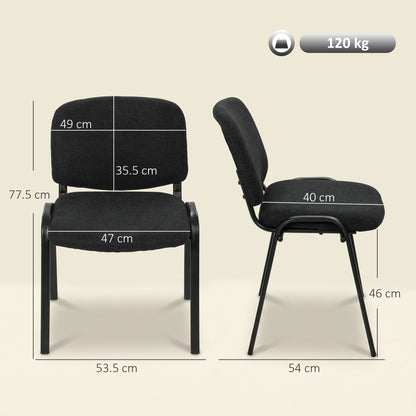 HOMCOM Meeting Chair, Stackable Ergonomic Office Chair with Padded Seat, Curved Backrest for Conference Room, Black