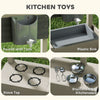 Outsunny Kids Wooden Sandbox w/ Canopy, Kitchen Toys, Seat, Storage, for Ages 3-7 Years