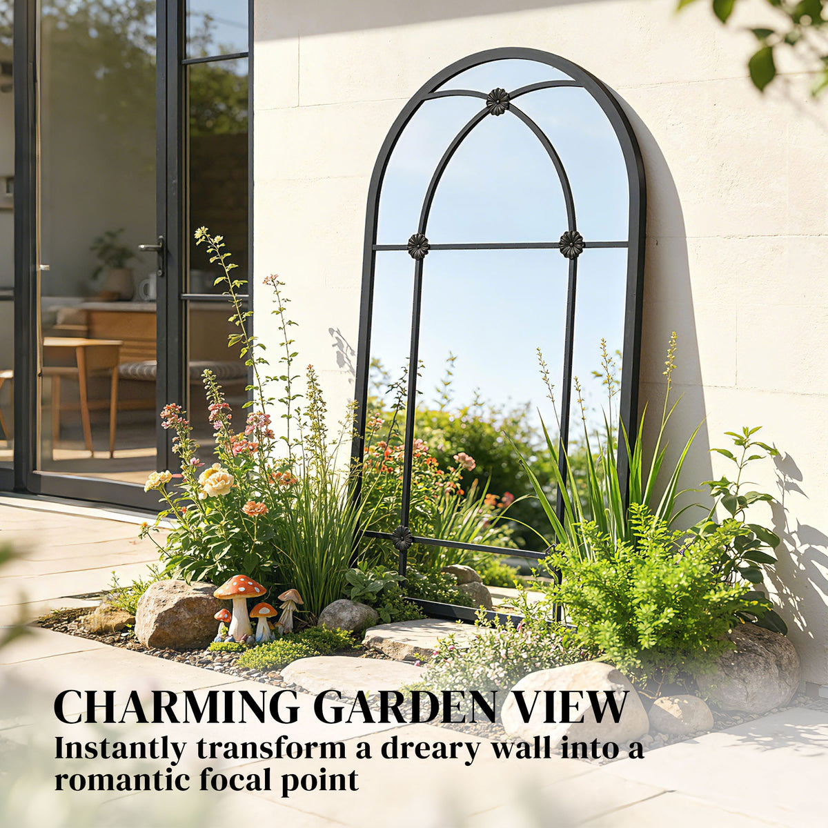 Outsunny Arched Mirror in Black