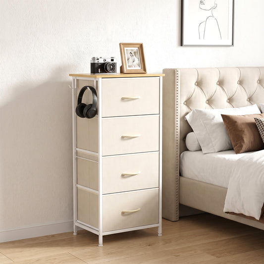 HOMCOM Chest of Drawers with 4 Fabric Drawers in Beige