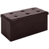 HOMCOM Folding Faux Leather Storage Cube Ottoman Bench Seat PU Rectangular Footrest Stool Box (Brown)