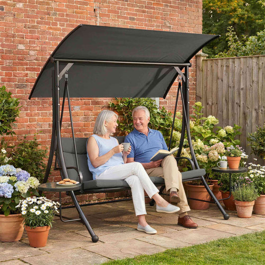 Outsunny Three-Seater Garden Swing in Dark Grey