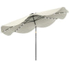 Outsunny Solar Patio Umbrella with LED and Tilt, Outdoor Market Table Umbrella Parasol with Crank, 3 x 3 (m), Cream White