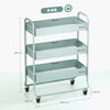 HOMCOM 3-Tier Storage Trolley on Wheels, Rolling Utility Cart with Mesh Backets for Kitchen, Bathroom, Bedroom, Light Green