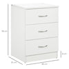 HOMCOM Three-Drawer Simple Bedside Table - White