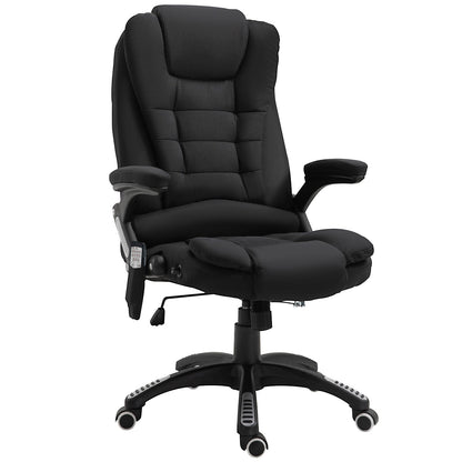 Vinsetto Massage Recliner Chair Heated Office Chair with Six Massage Points Linen-Feel Fabric 360 degrees Swivel Wheels Black