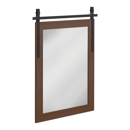 HOMCOM 110 x 66 cm Rectangle Mirror, Farmhouse Wall Mirror for Living Room, Bedroom, Hallway, Dark Brown