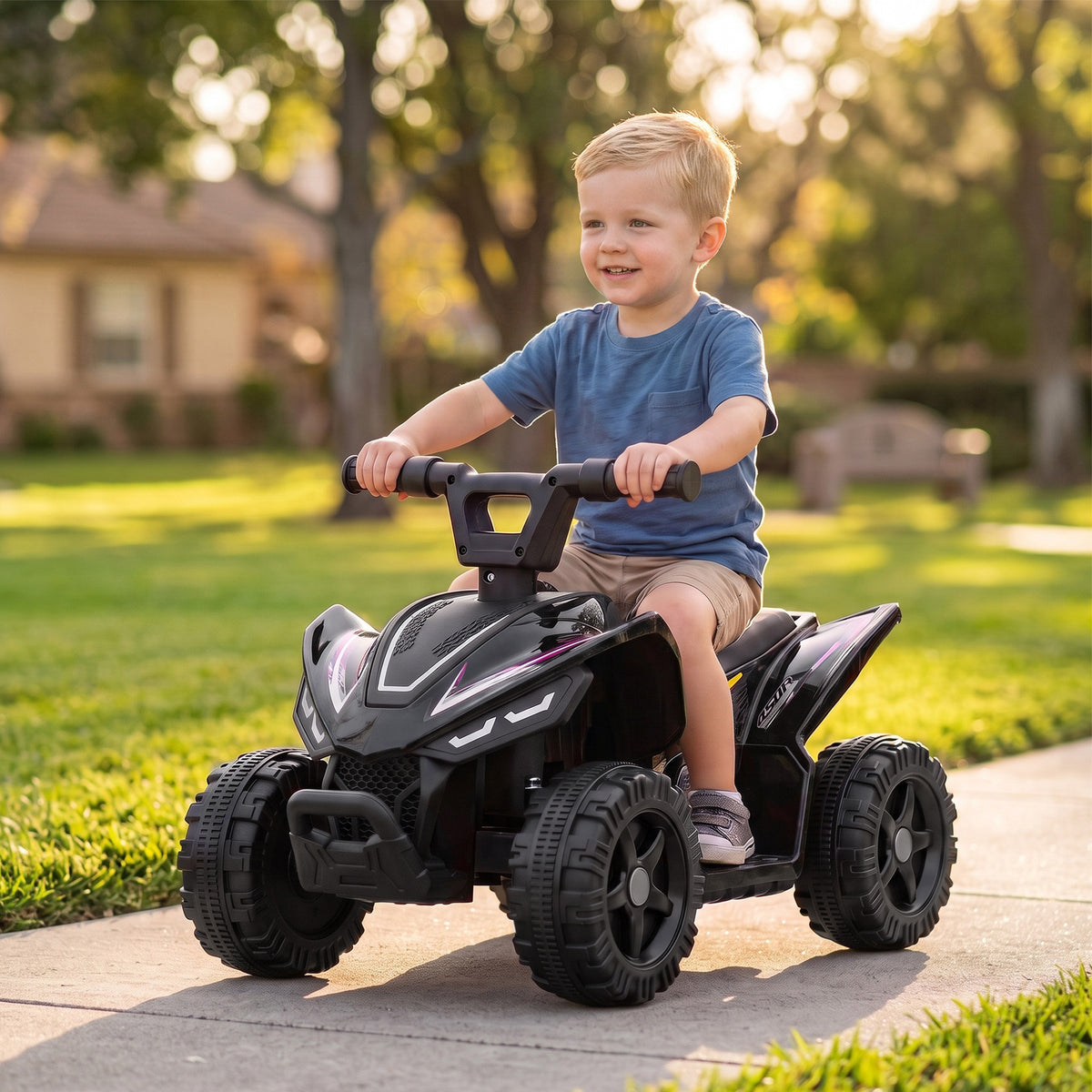 AIYAPLAY 6V Battery Powered Kids ATV in Black