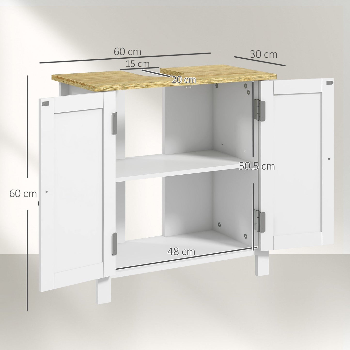 kleankin Under Sink Bathroom Cabinet for Basin without Pedestal - White