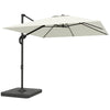 Outsunny 2.4 x 2.4m Cantilever Parasol with Umbrella Weights, UPF50+ Offset Outdoor Umbrella w/ Easy Tilt Adjustment, Cream White