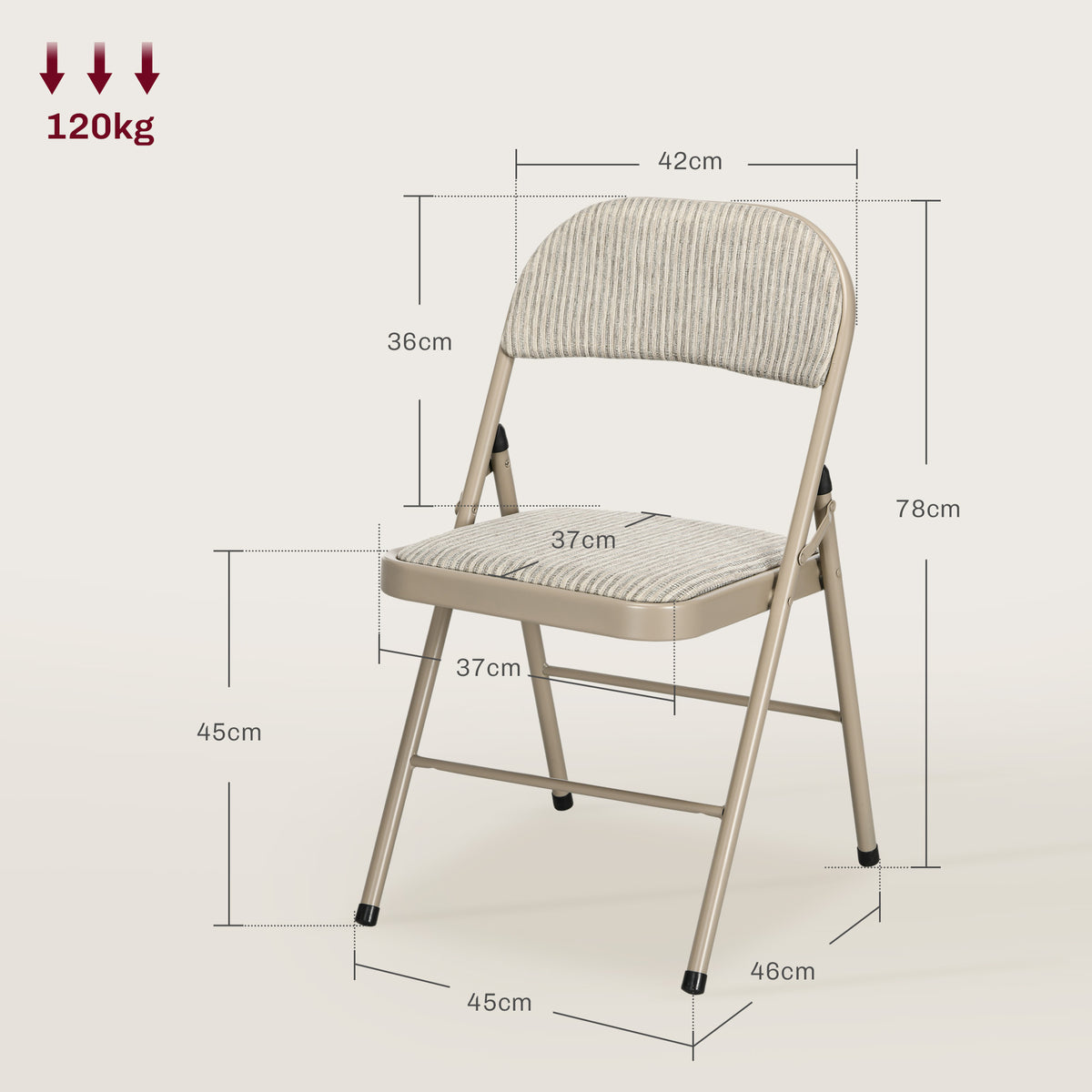 HOMCOM Linen-Look Set of Four Cushioned Folding Chairs in Beige