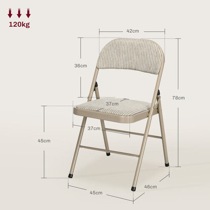 HOMCOM Linen-Look Set of Four Cushioned Folding Chairs in Beige