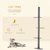 PawHut 260cm Floor To Ceiling Cat Tree for Indoor Cats w/ Three Platforms Activity Centre - Grey