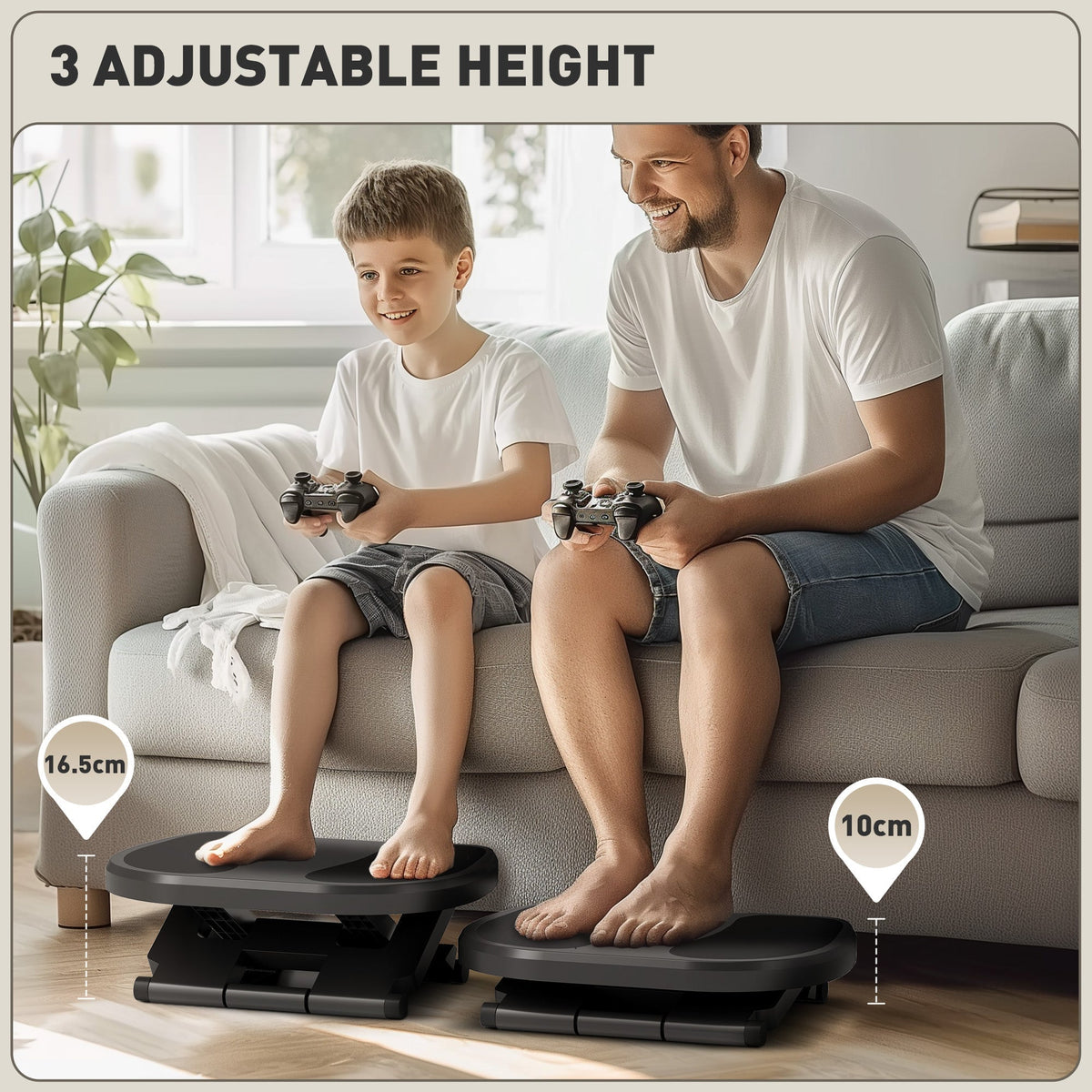 HOMCOM 0-30 Three-Height Under-Desk Support Footrest - Grey