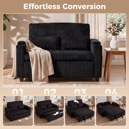 HOMCOM 2 Seater Sofa Bed in Black