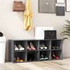 8 Grid Shoe Bench 2 in 1 Shoe Organizer with 8 Storage Cubbies-Grey