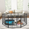 8 Panel 60cm/80cm Height Pen Fence with Lock and Large Door-Black-80 cm