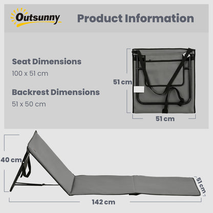 Outsunny Set of 2 Foldable Garden Beach Chair Mat in Black and Grey