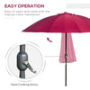 Outsunny 2.5m Shanghai Garden Parasol Umbrella with Crank & Tilt, Adjustable Outdoor Sun Shade, Red