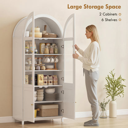 HOMCOM 180cm Tall Kitchen Cupboard in White