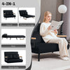 HOMCOM 4-in-1 Velvet-Feel Double Sofa Bed, with Pillows - Black