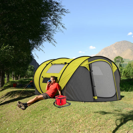 Outsunny 3 Person Pop-up Camping Tent in Yellow
