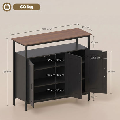 HOMCOM Industrial Kitchen Sideboard with Open Shelf in Black