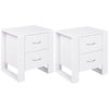HOMCOM Bedside Table with 2 Drawers, Nightstand with Handles and Elevated Base, Side Table for Bedroom, Living Room, Set of 2, White