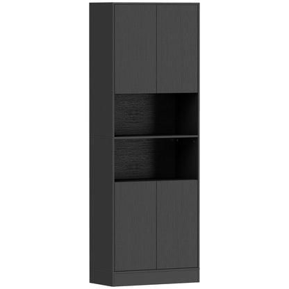 HOMCOM 170 cm Kitchen Pantry Cabinet, Freestanding Storage Cabinet with Soft-Close Hinges, Black Wood Effect