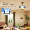 HOMCOM Tiffany Style Ceiling Light, Vintage Chandelier with 3 E27 Sockets, Semi Flush Mount for Living Room, Bulbs Not Included